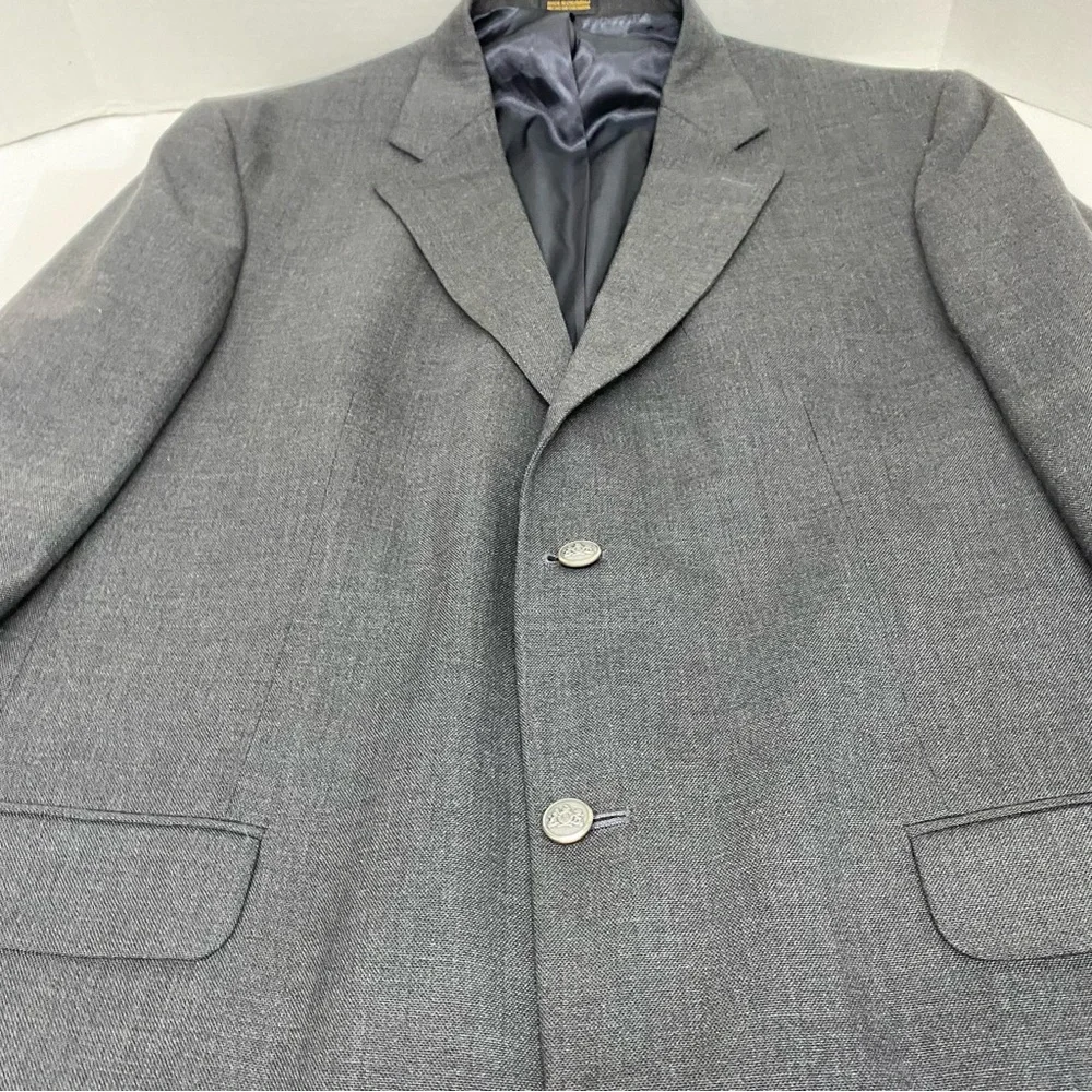 Stafford Men's Suit Jacket Size 46L Dark Charcoal Gray 55%Polyester 45% Wool